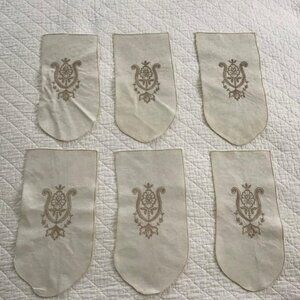 Vintage Tea Towel Guest/Powder Room, Linen, Off White, Flower Embroidery (6)